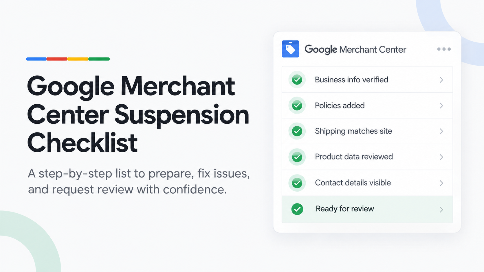 Google Merchant Center suspension checklist — guide illustration